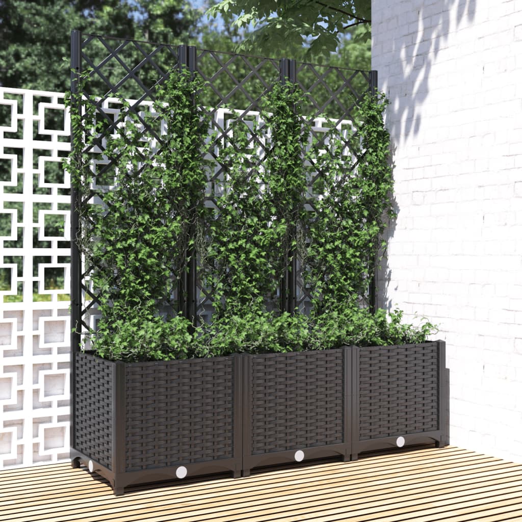 haveplantekasse med espalier sort 120x40x136 cm PP