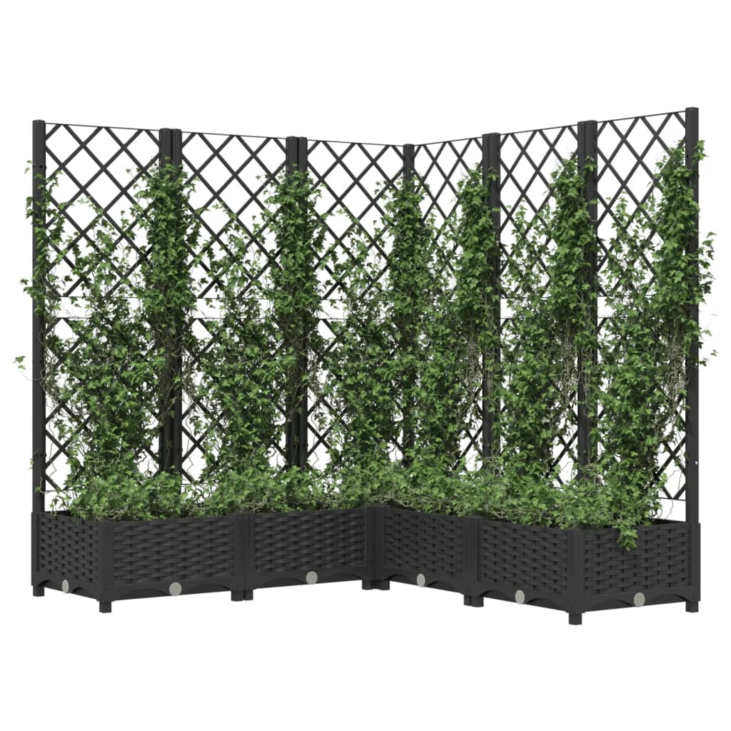 plantekasse med espalier 120x120x121,5 cm PP sort