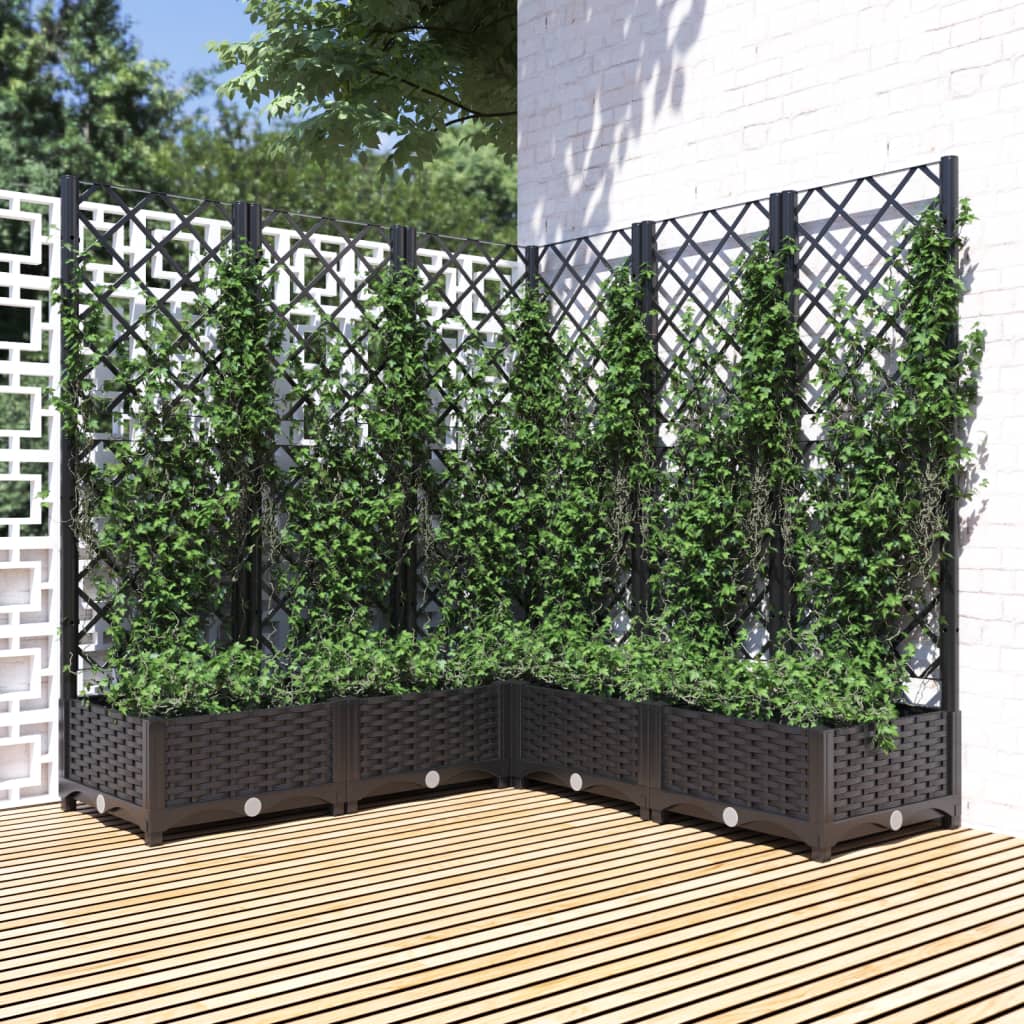 plantekasse med espalier 120x120x121,5 cm PP sort