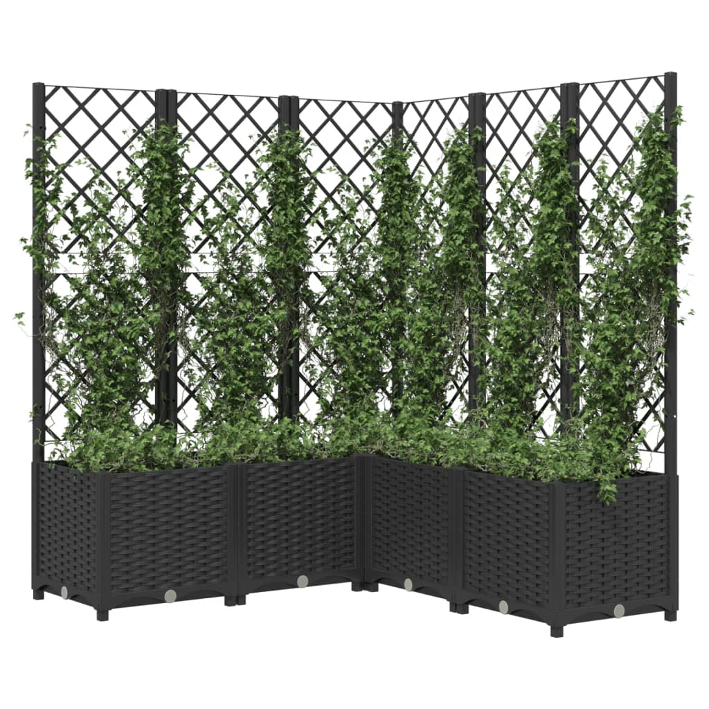 plantekasse med espalier 120x120x136 cm PP sort