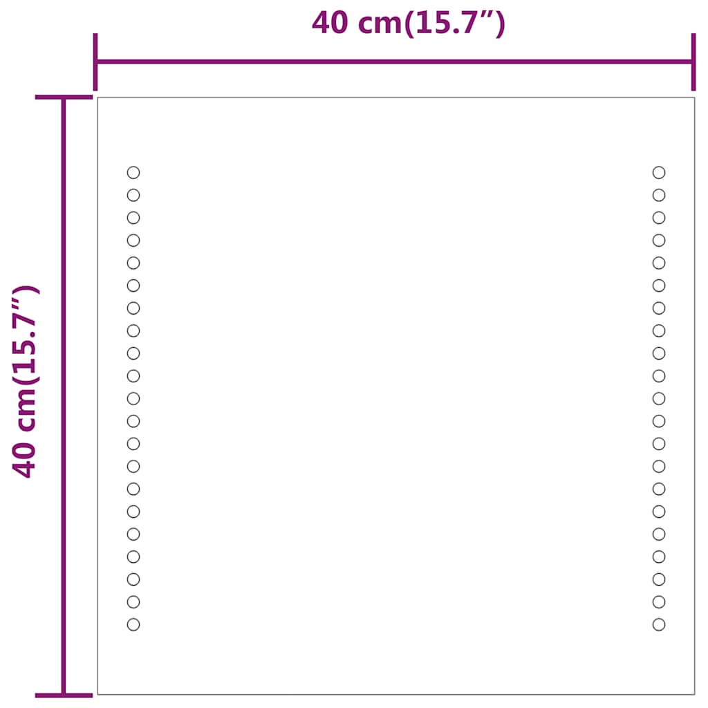 badeværelsesspejl med LED-lys 40x40 cm