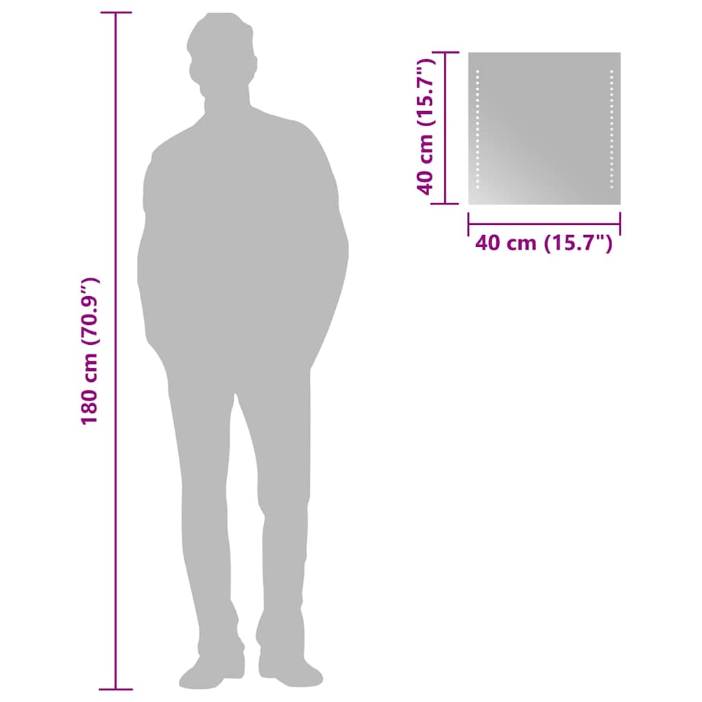 badeværelsesspejl med LED-lys 40x40 cm