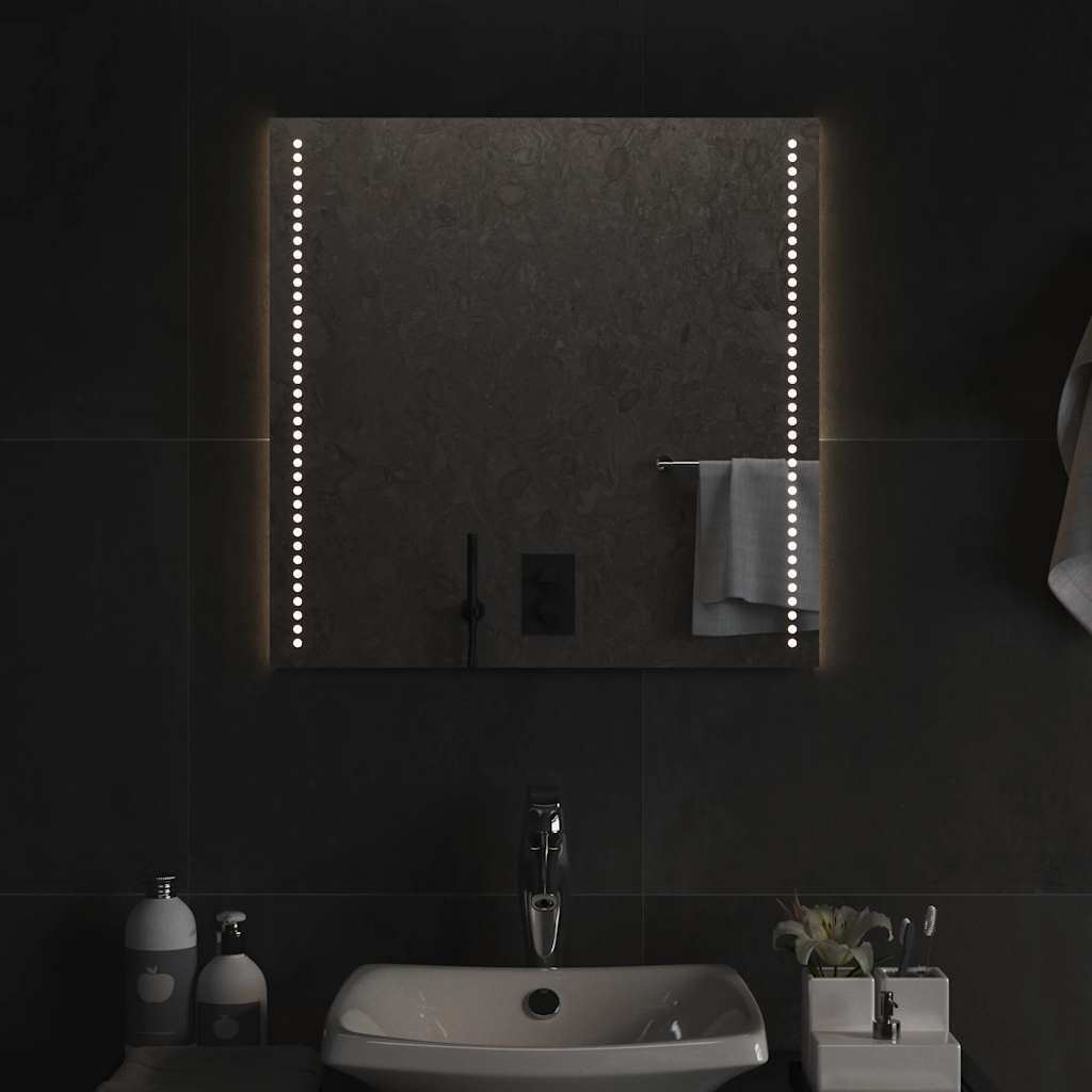 Badeværelsesspejl med LED-lys 60x60 cm