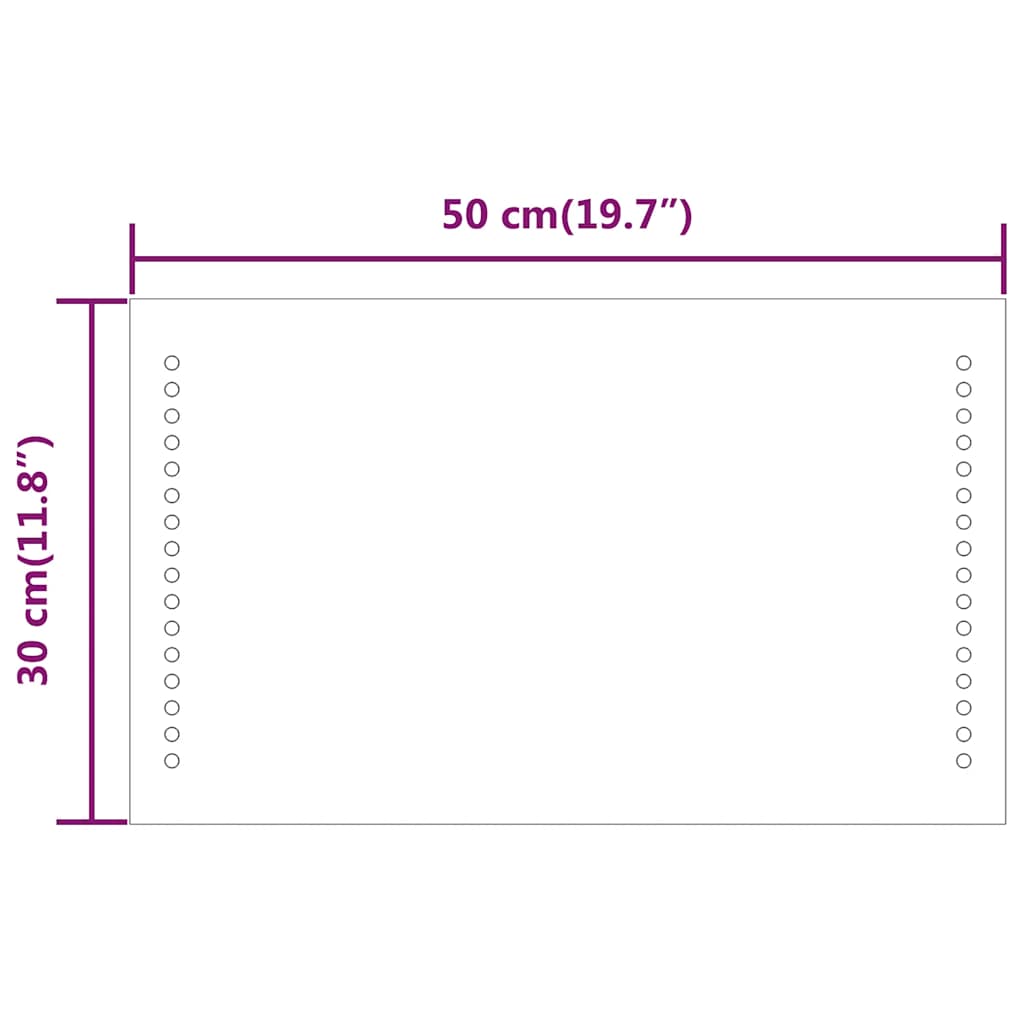 badeværelsesspejl med LED-lys 50x30 cm