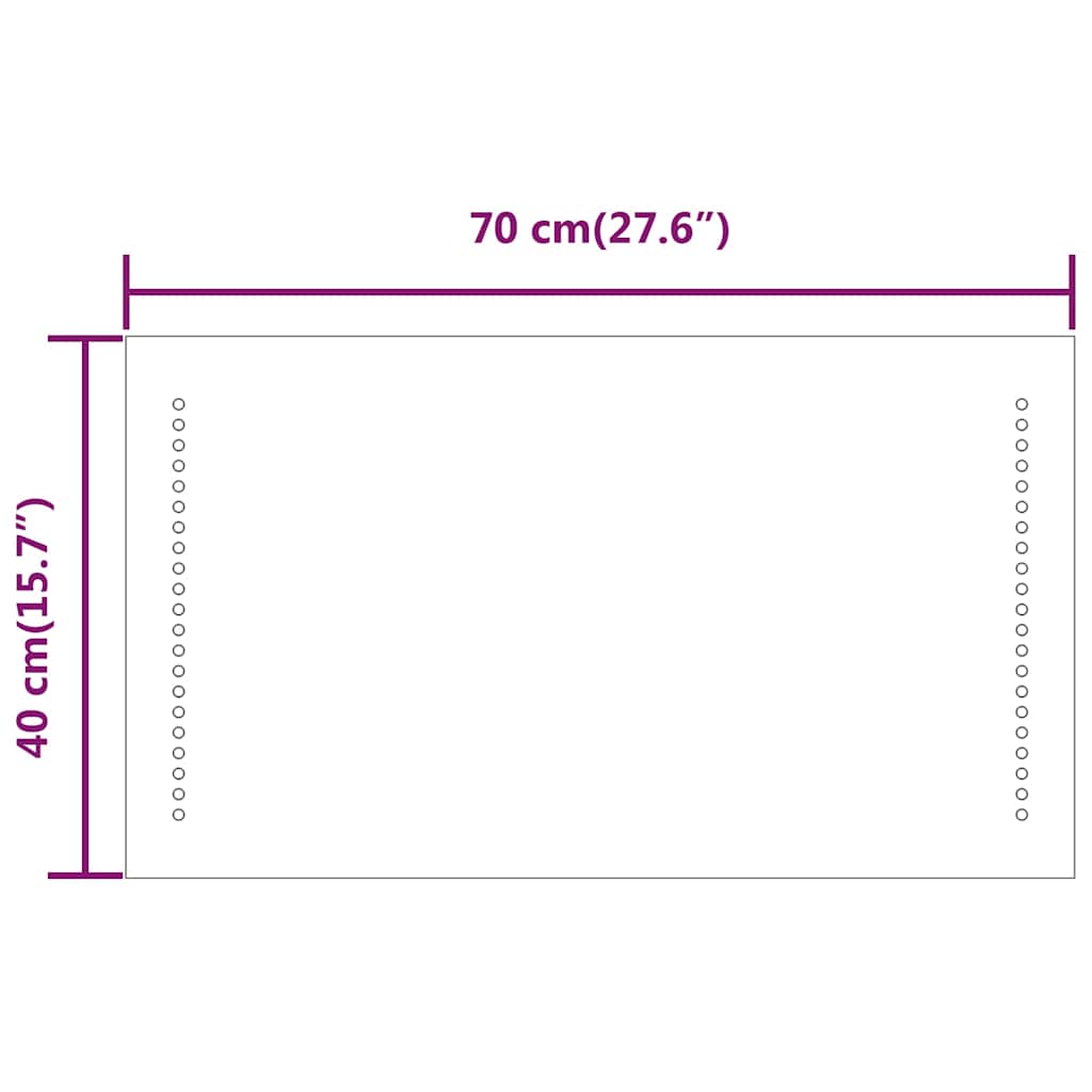 badeværelsesspejl med LED-lys 70x40 cm