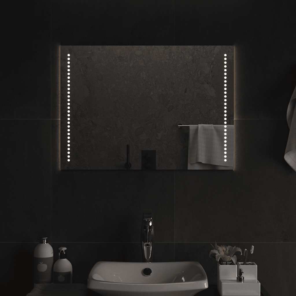 Badeværelsesspejl med LED-lys 70x50 cm