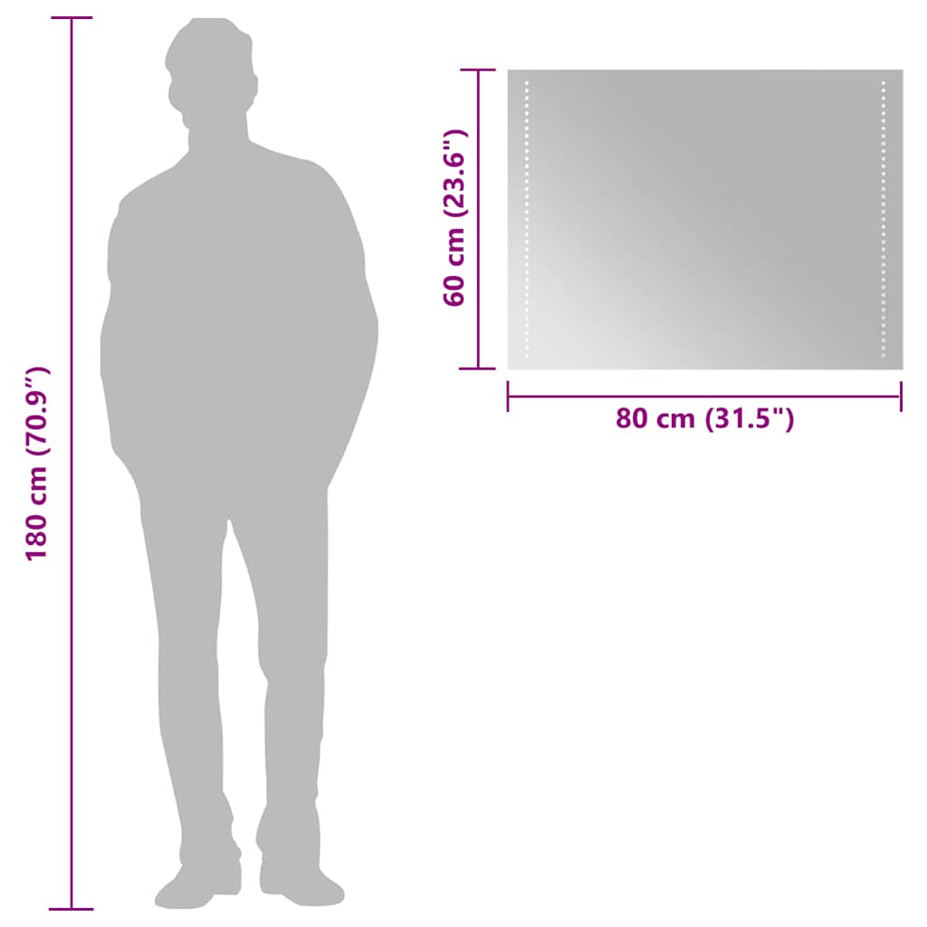 badeværelsesspejl med LED-lys 80x60 cm