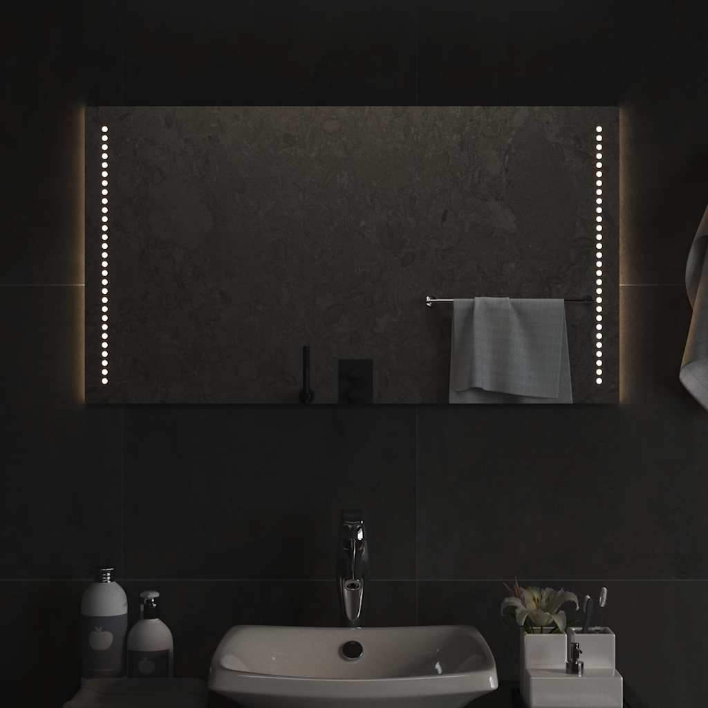 badevrelsesspejl med LED-lys 80x50 cm