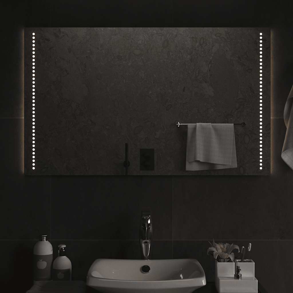 Badeværelsesspejl med LED-lys 100 × 60 cm - vægmonteret