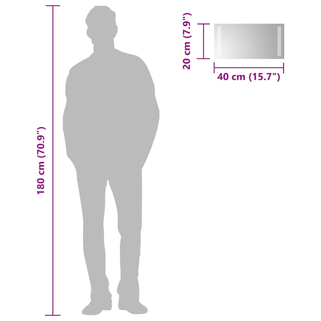 badeværelsesspejl med LED-lys 40x20 cm