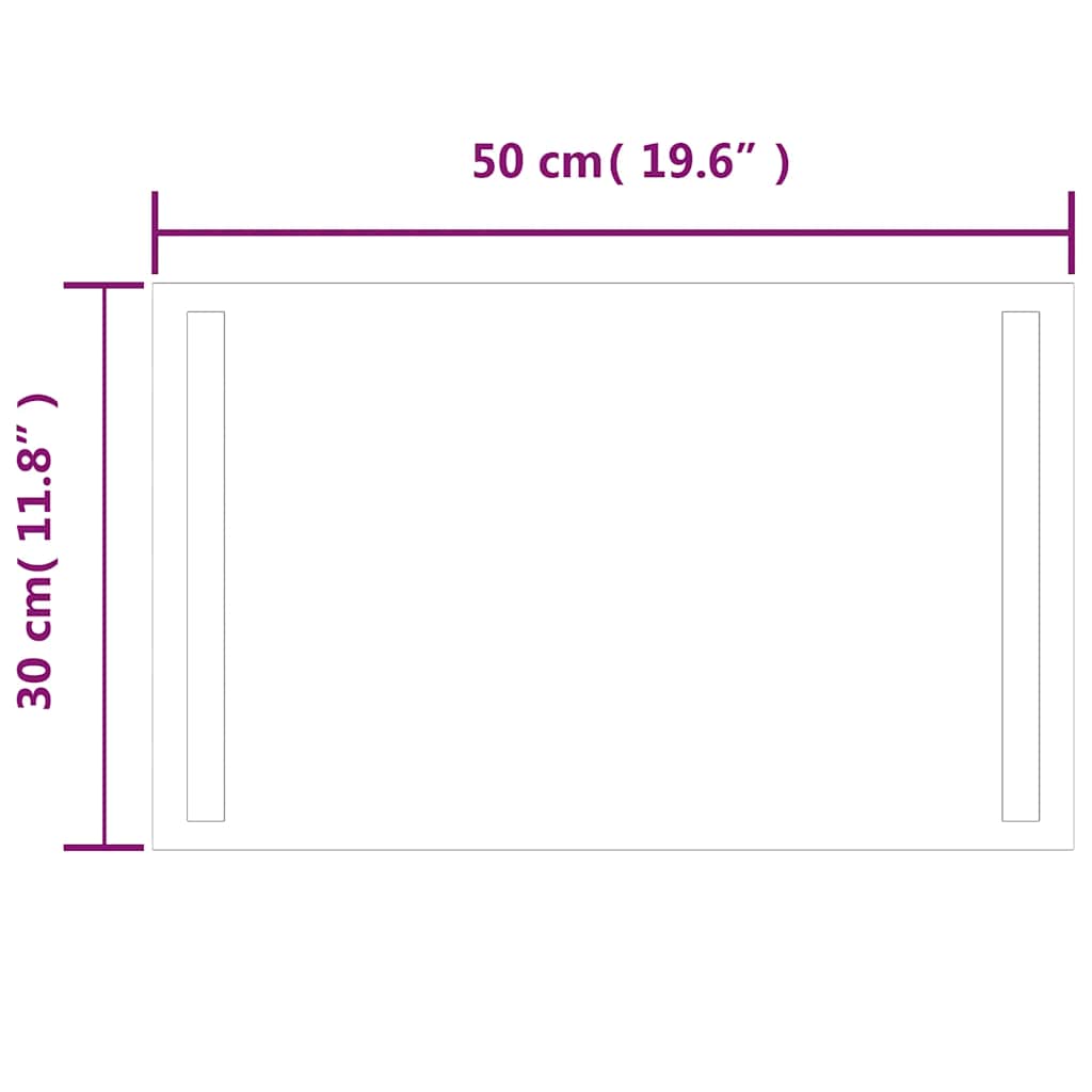 badeværelsesspejl med LED-lys 50x30 cm