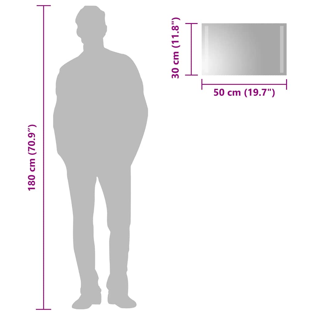 badeværelsesspejl med LED-lys 50x30 cm