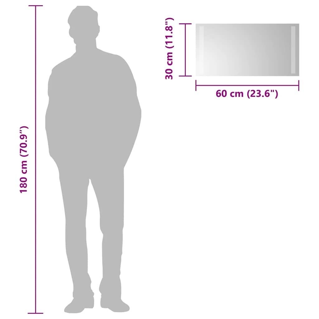 badeværelsesspejl med LED-lys 60x30 cm