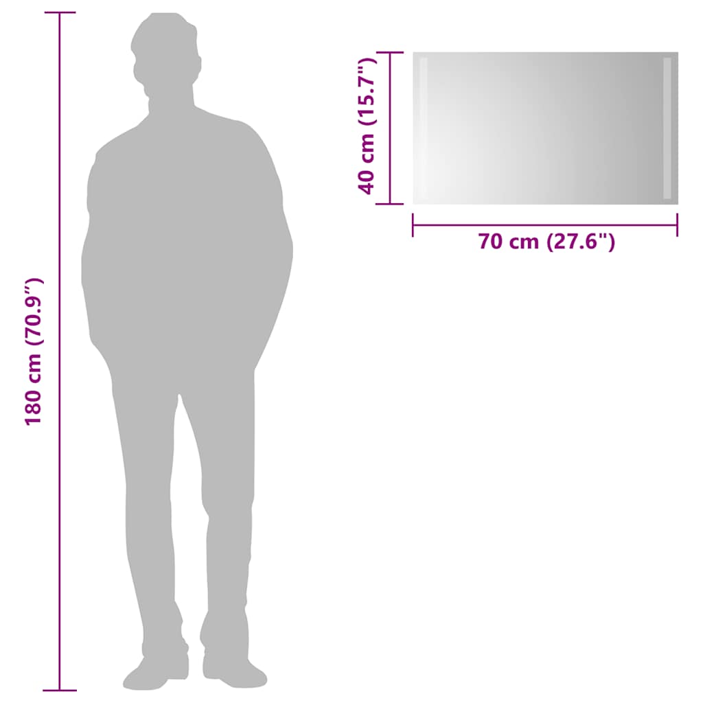 badeværelsesspejl med LED-lys 70x40 cm