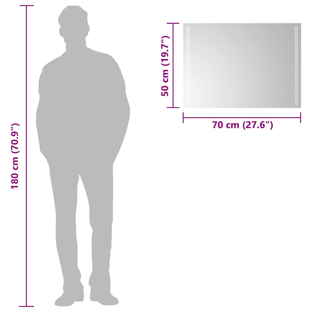 badeværelsesspejl med LED-lys 70x50 cm