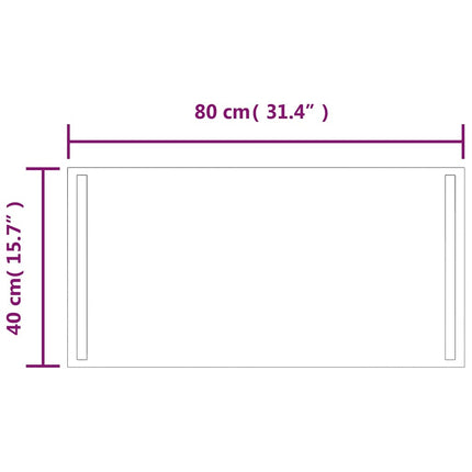 badeværelsesspejl med LED-lys 80x40 cm