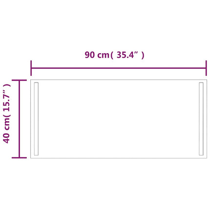 badeværelsesspejl med LED-lys 90x40 cm