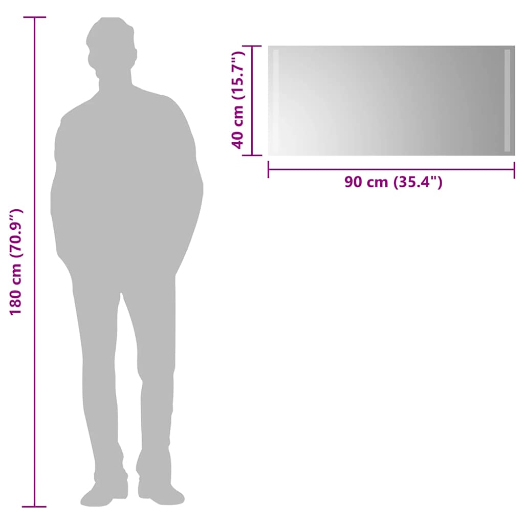 badeværelsesspejl med LED-lys 90x40 cm