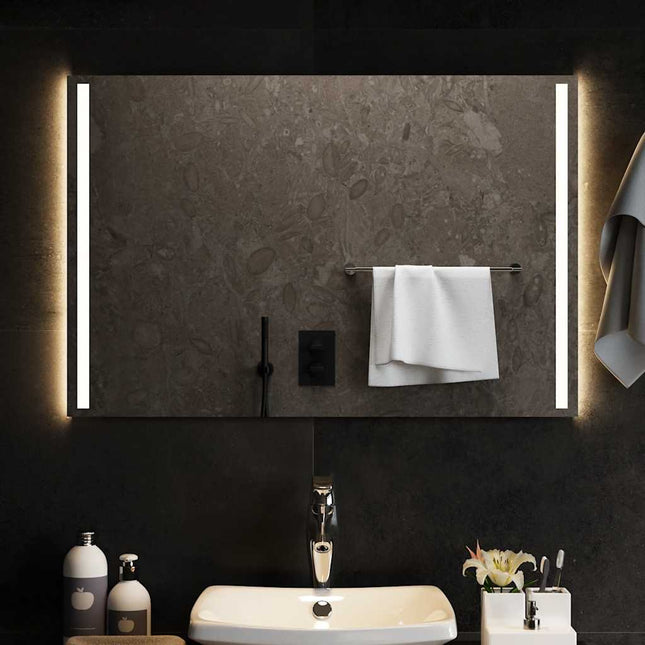 badeværelsesspejl med LED-lys 90x60 cm