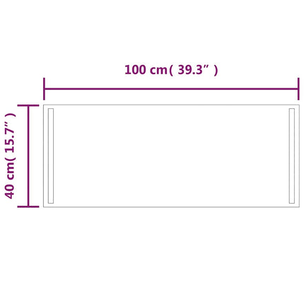 badeværelsesspejl med LED-lys 100x40 cm