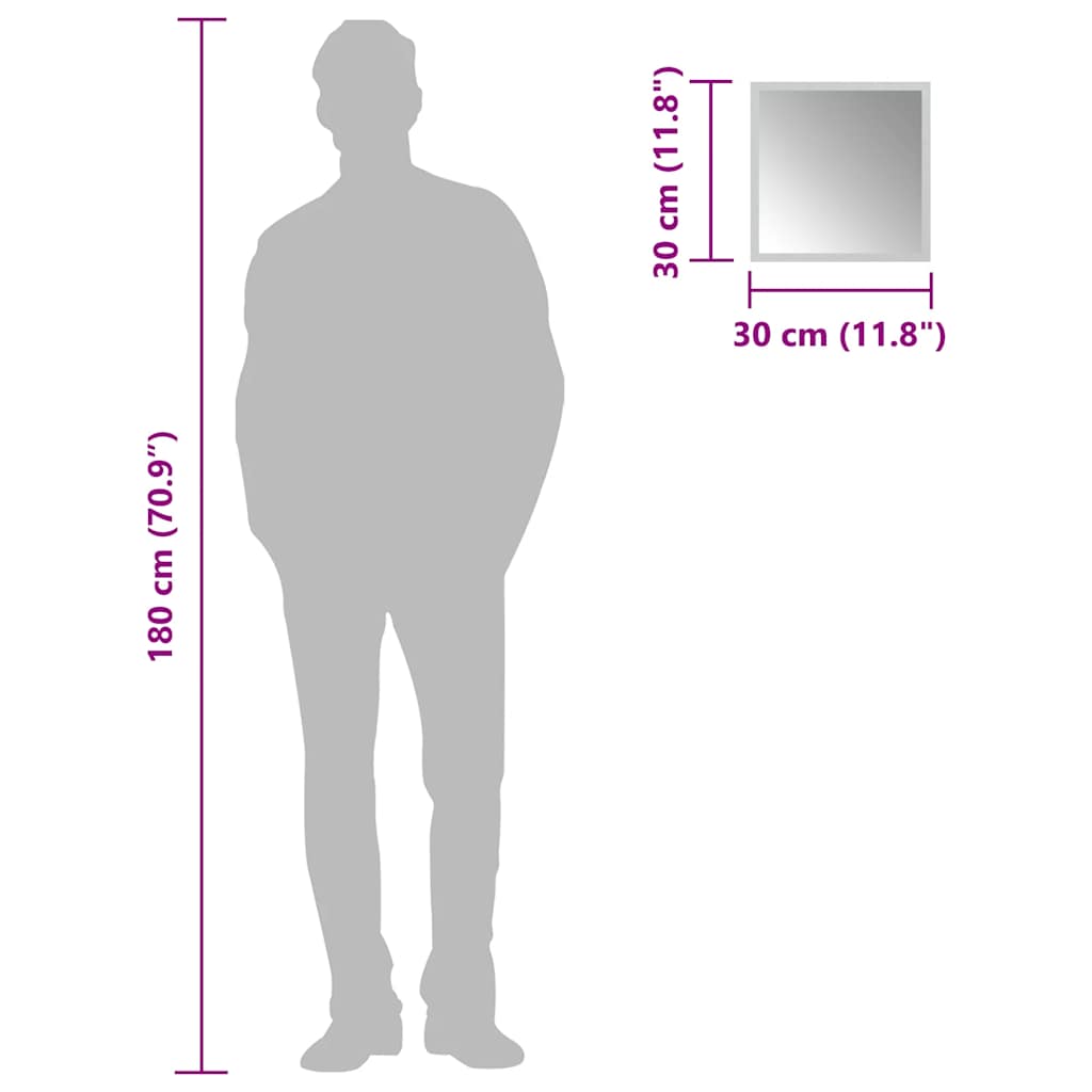 badeværelsesspejl med LED-lys 30x30 cm