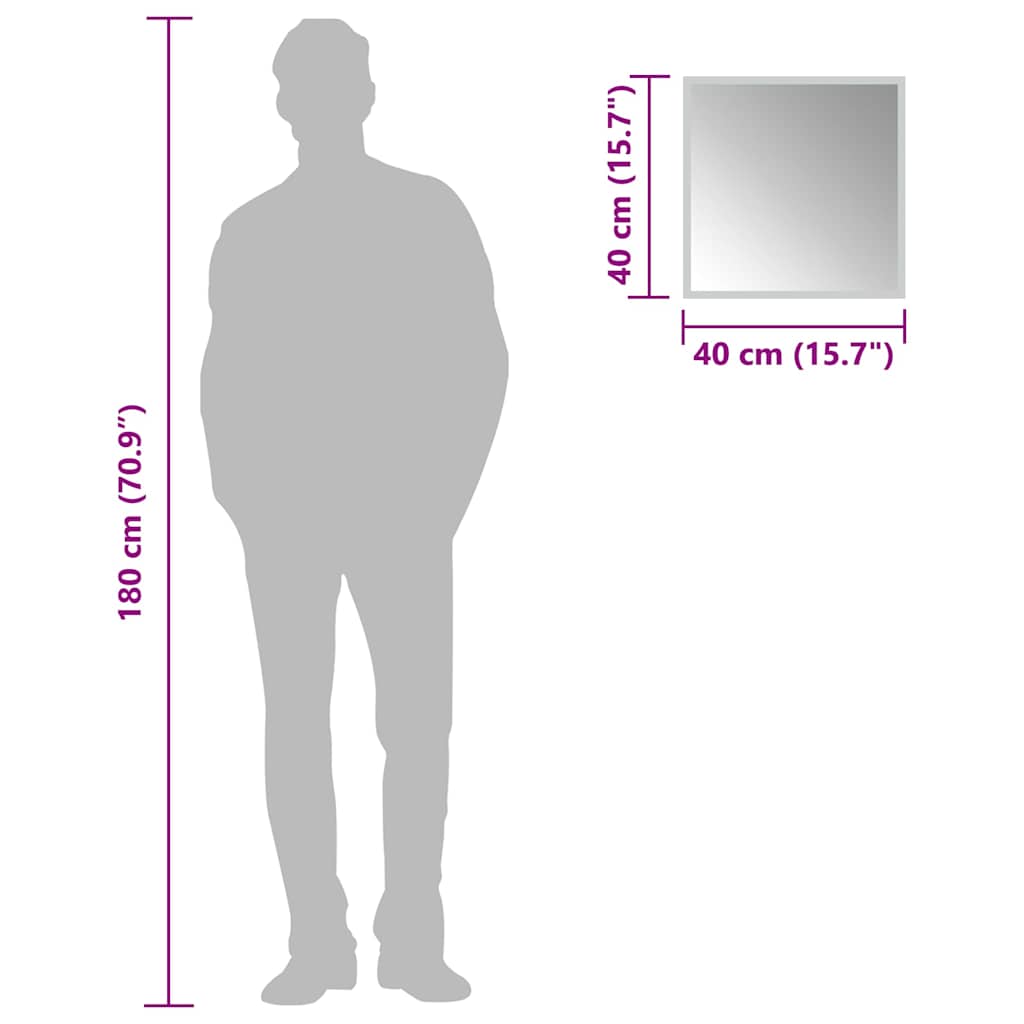 badeværelsesspejl med LED-lys 40x40 cm