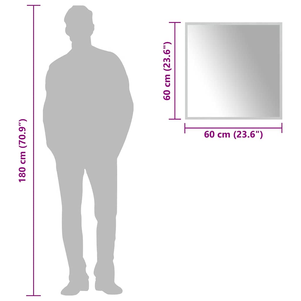 badeværelsesspejl med LED-lys 60x60 cm