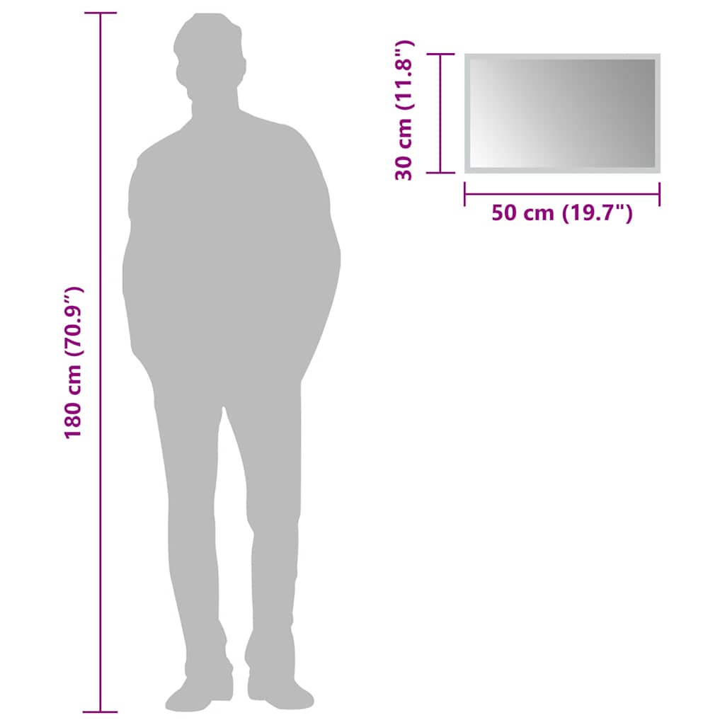 badeværelsesspejl med LED-lys 50x30 cm