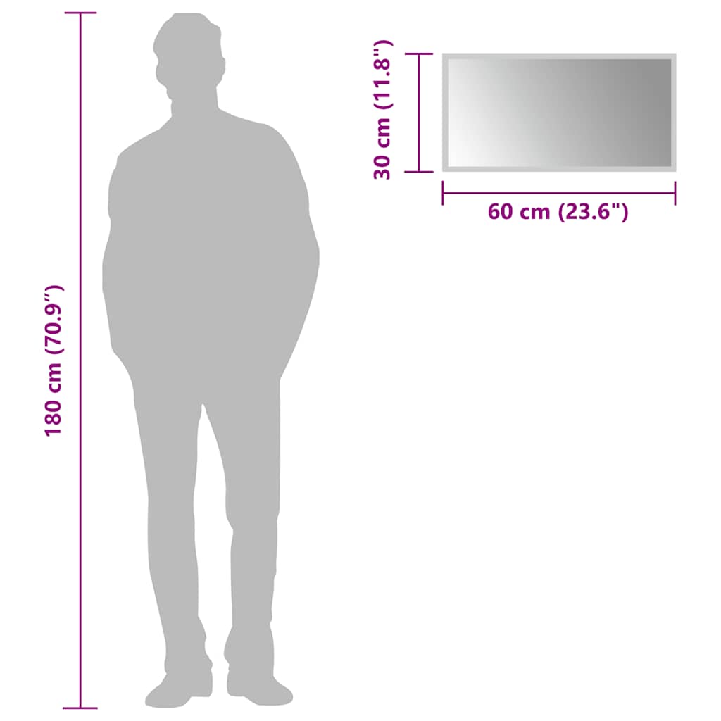 badeværelsesspejl med LED-lys 60x30 cm