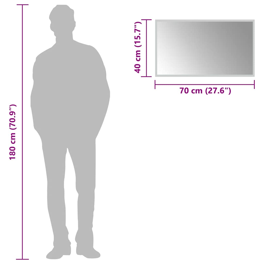 badeværelsesspejl med LED-lys 70x40 cm