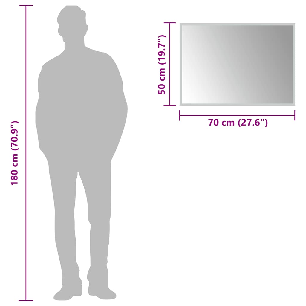 badeværelsesspejl med LED-lys 70x50 cm