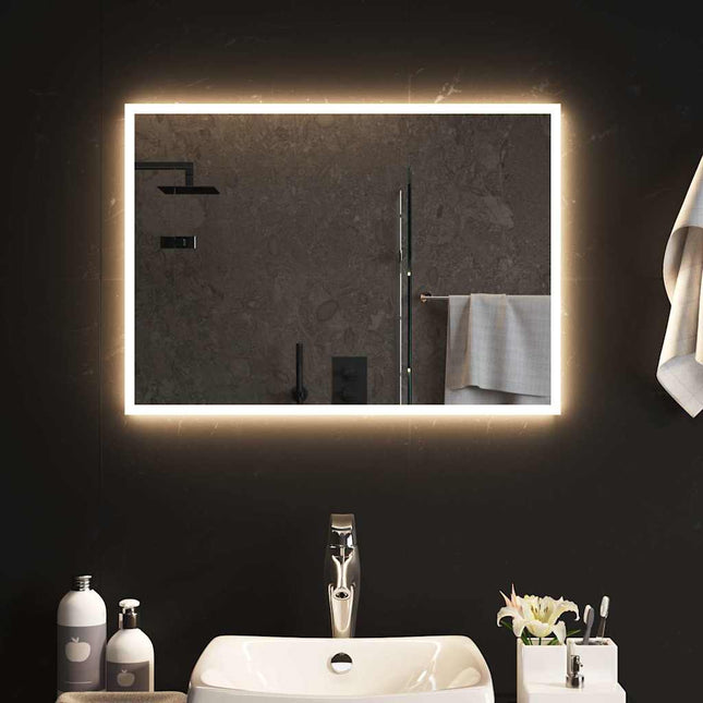 badeværelsesspejl med LED-lys 70x50 cm