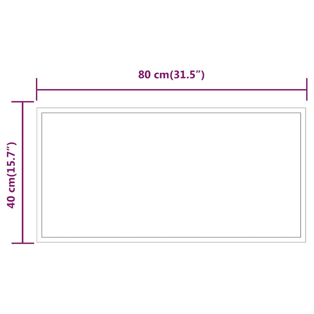 badeværelsesspejl med LED-lys 80x40 cm