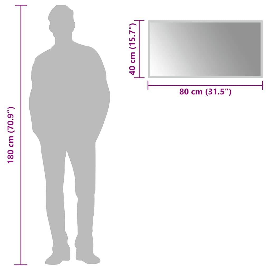 badeværelsesspejl med LED-lys 80x40 cm