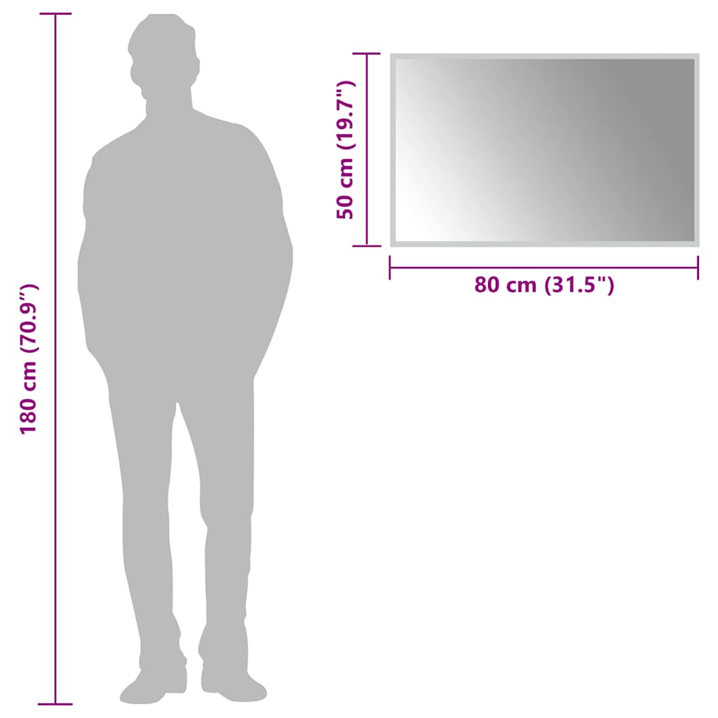 badeværelsesspejl med LED-lys 80x50 cm