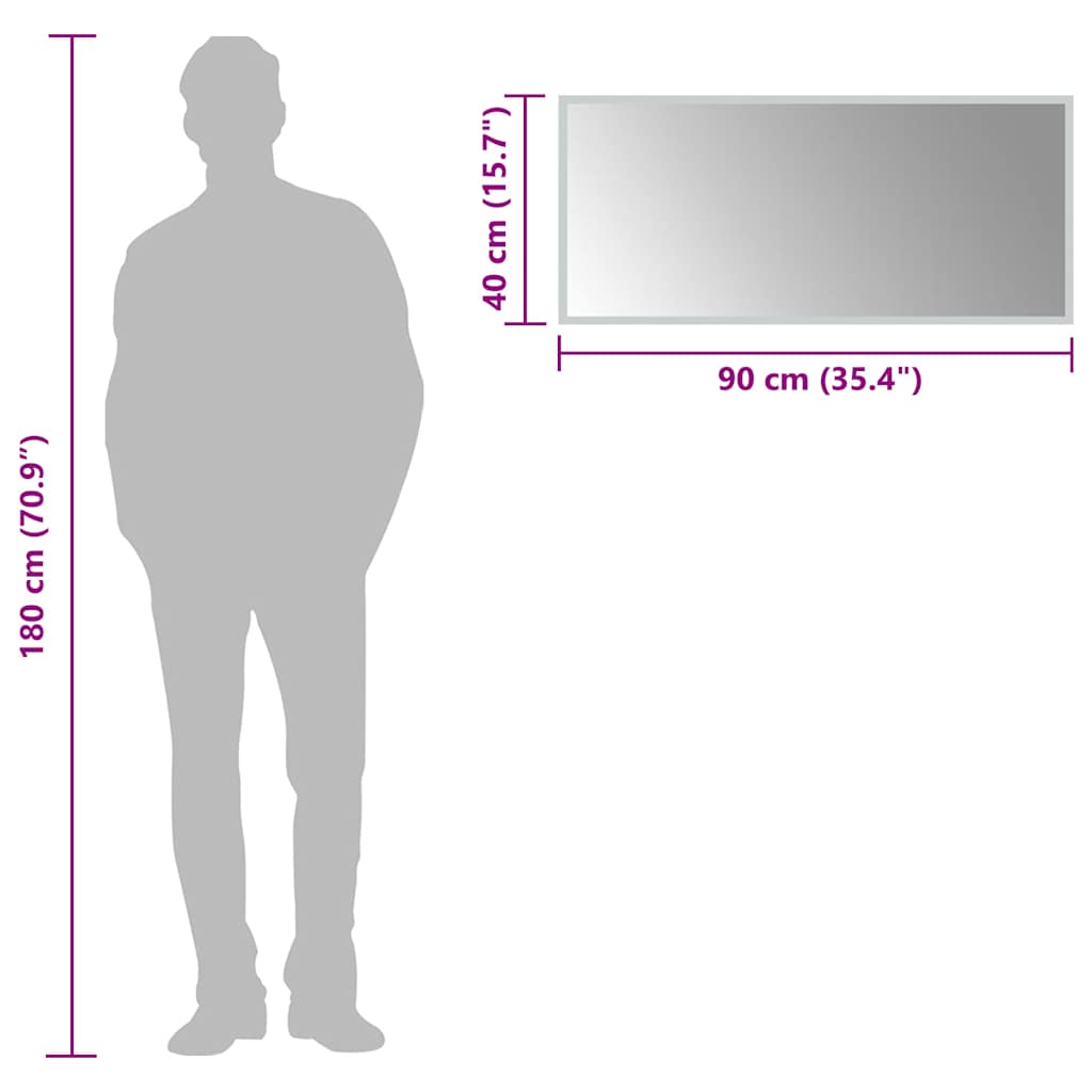 badeværelsesspejl med LED-lys 90x40 cm