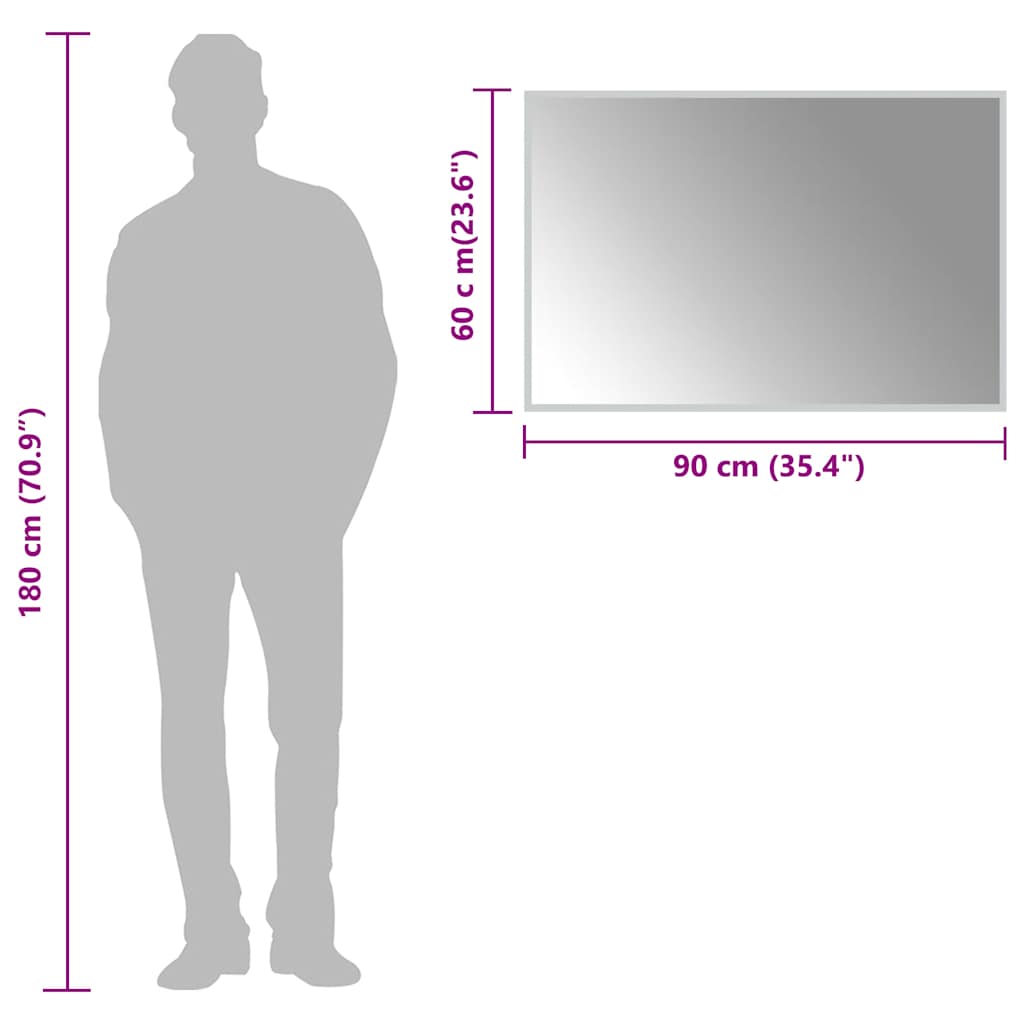 badeværelsesspejl med LED-lys 90x60 cm