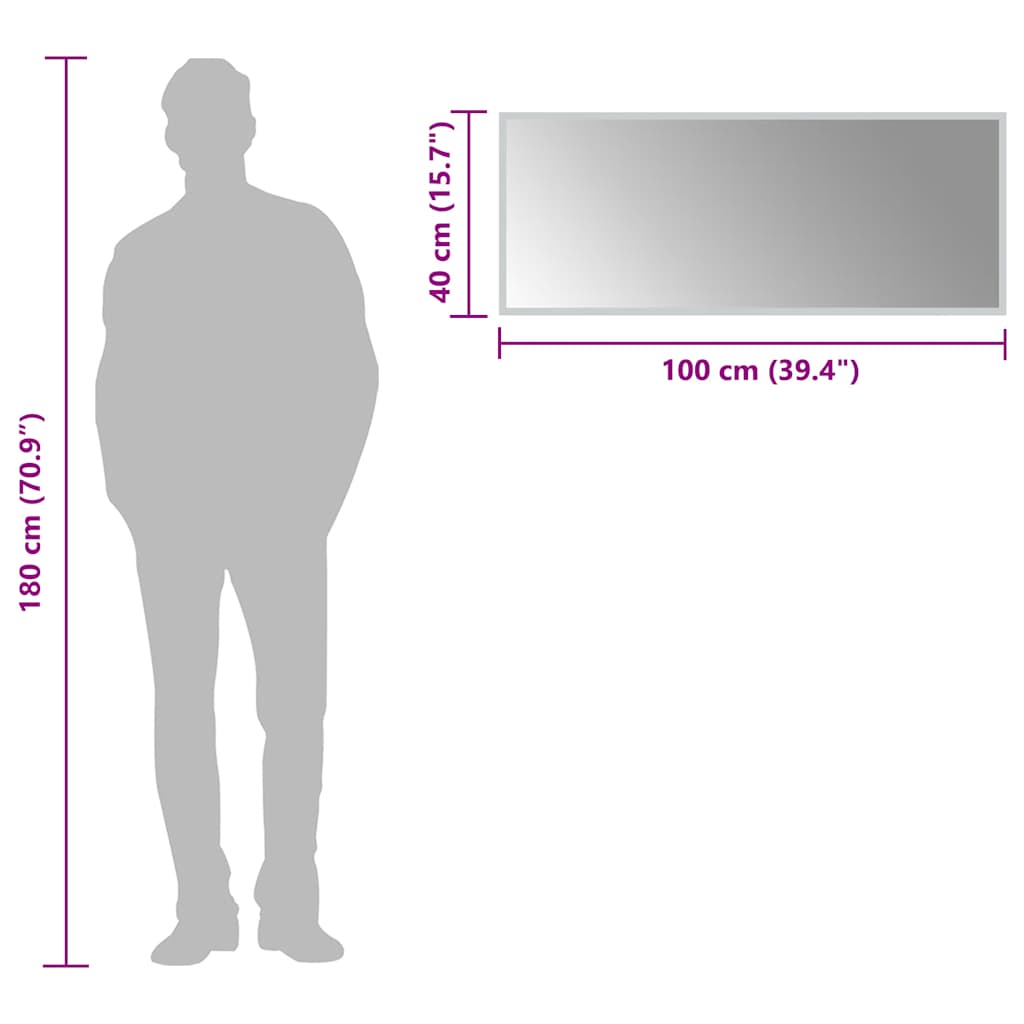 badeværelsesspejl med LED-lys 100x40 cm