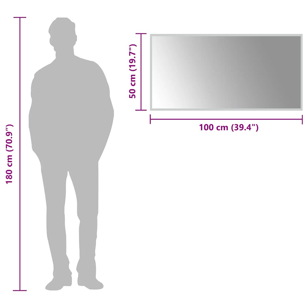 badeværelsesspejl med LED-lys 100x50 cm