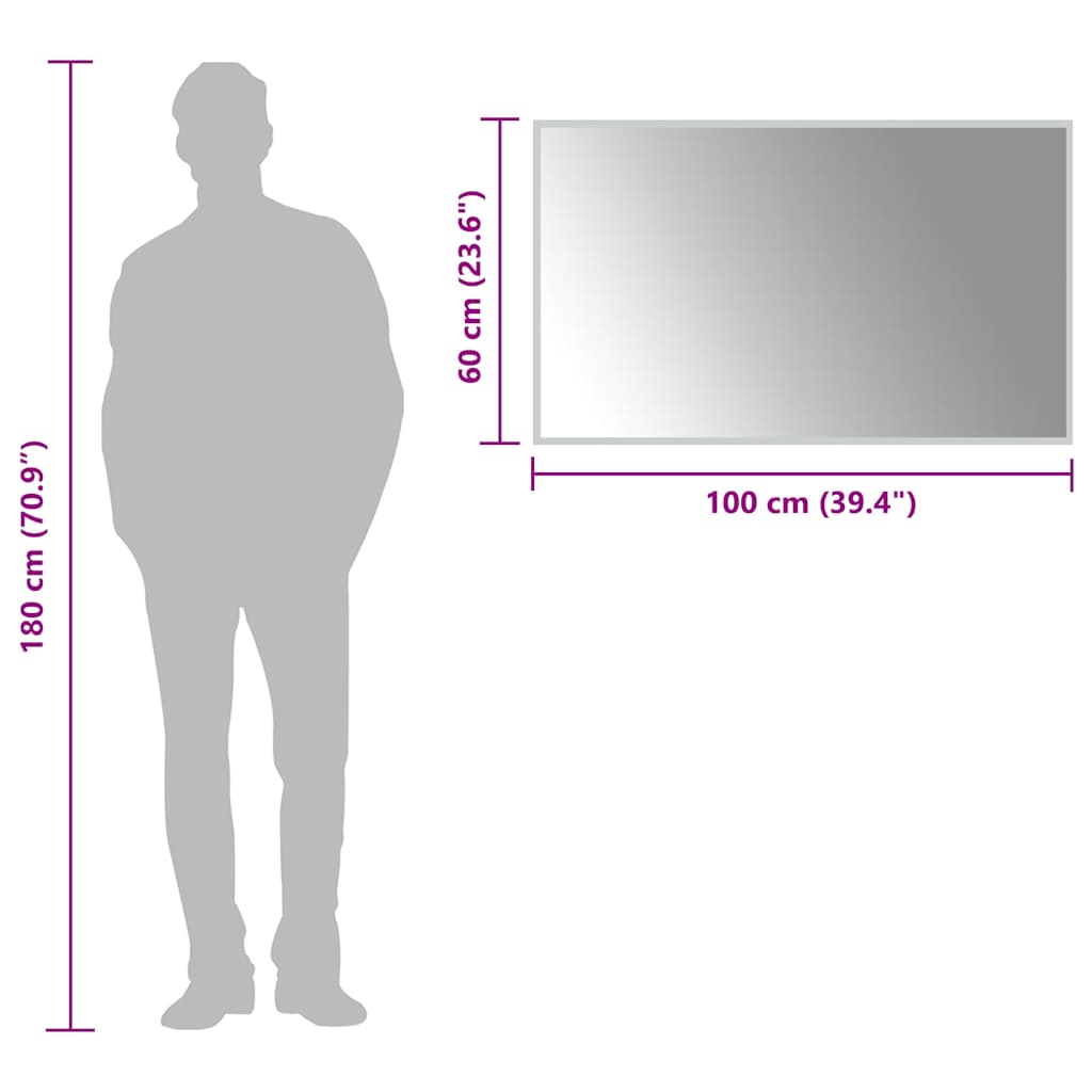 badeværelsesspejl med LED-lys 100x60 cm
