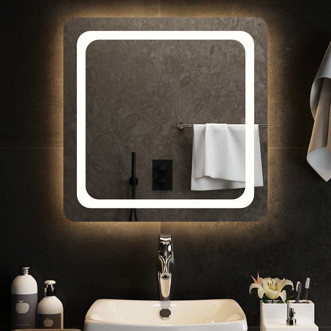 badeværelsesspejl med LED-lys 60x60 cm