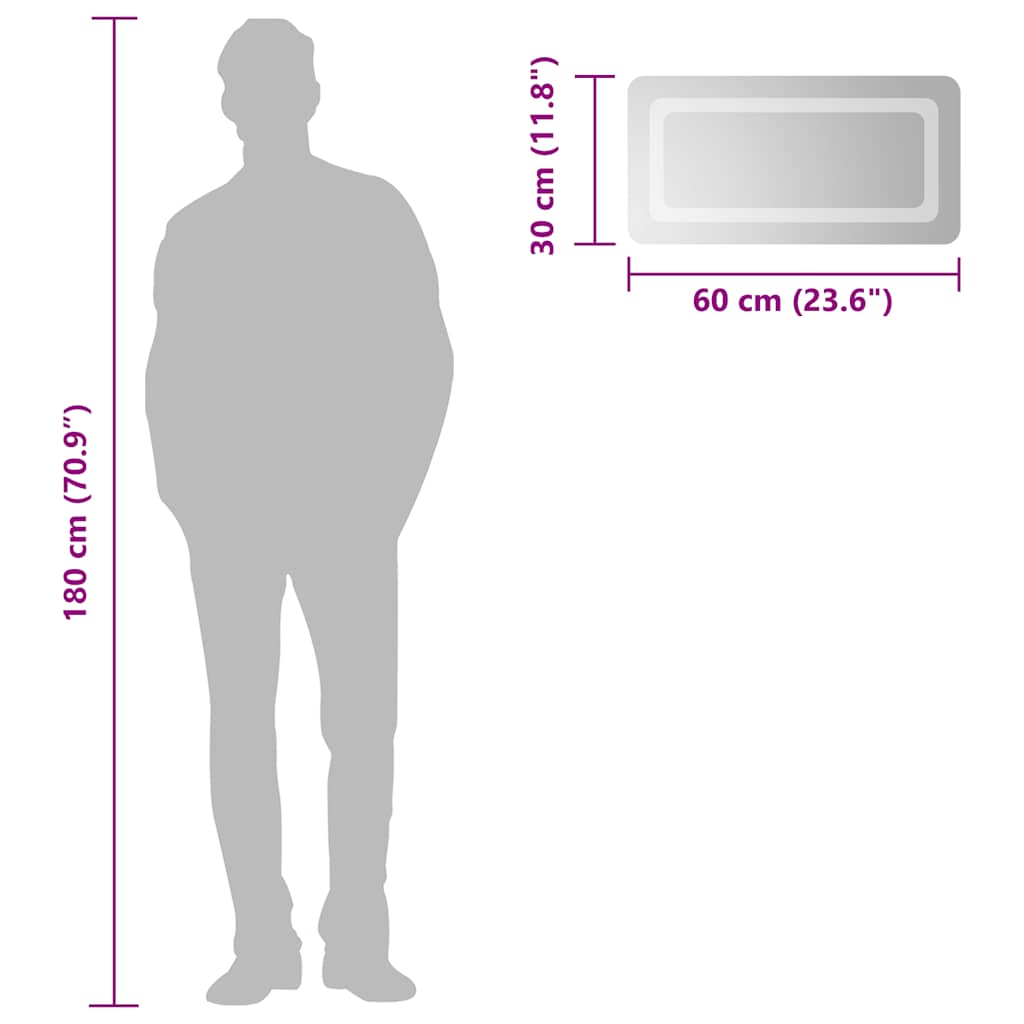 badeværelsesspejl med LED-lys 60x30 cm