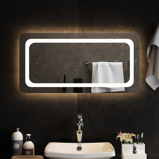 badeværelsesspejl med LED-lys 80x40 cm