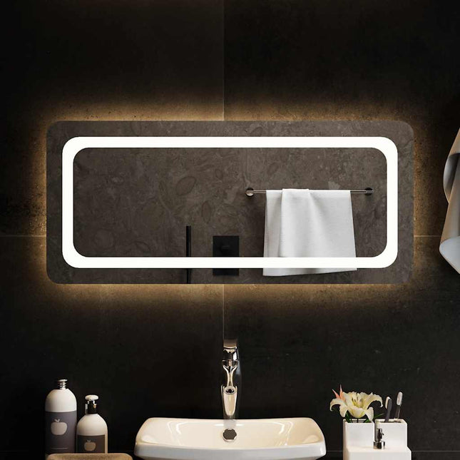 badeværelsesspejl med LED-lys 90x40 cm