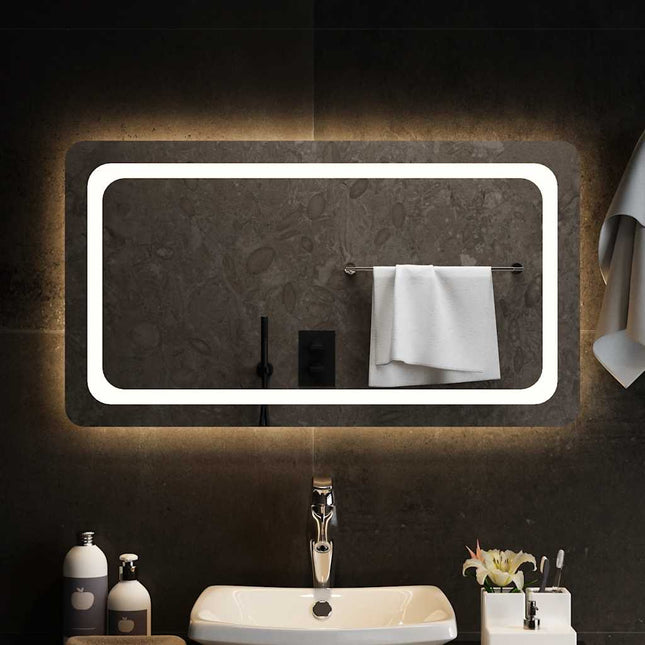 badeværelsesspejl med LED-lys 80x50 cm