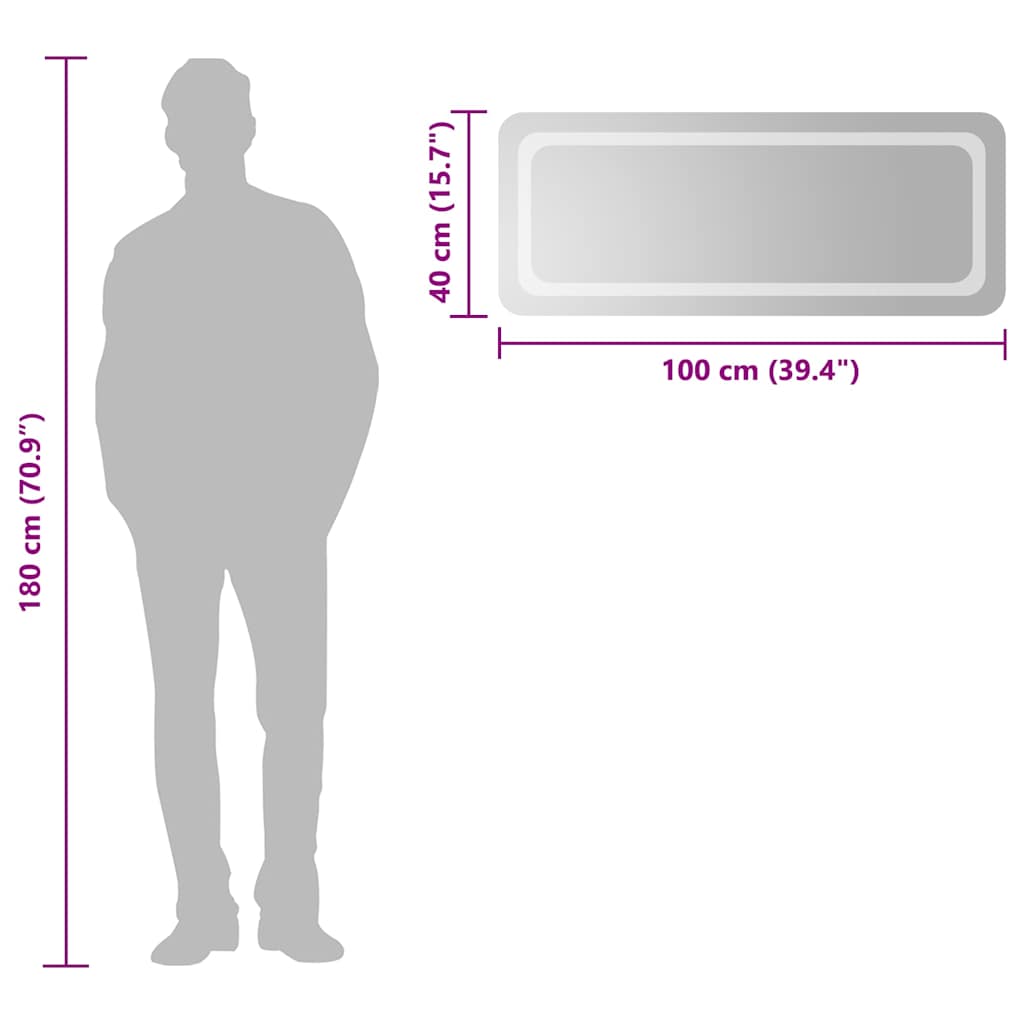 badeværelsesspejl med LED-lys 100x40 cm