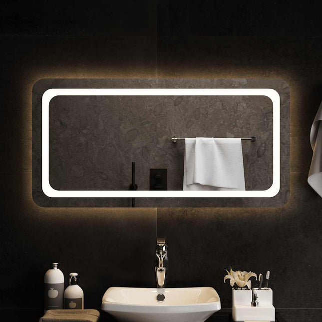 badeværelsesspejl med LED-lys 100x50 cm