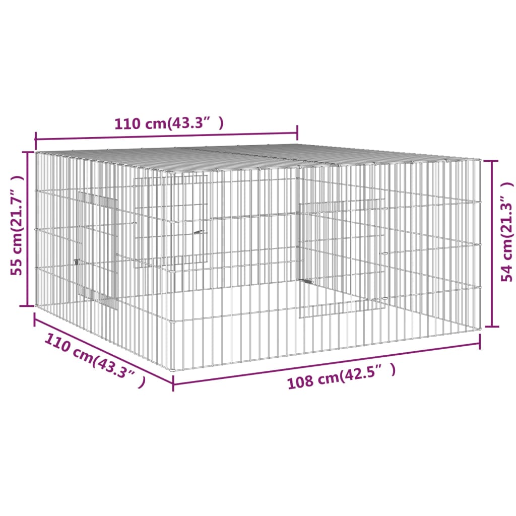 kaninbur 110x110x55 cm galvaniseret jern