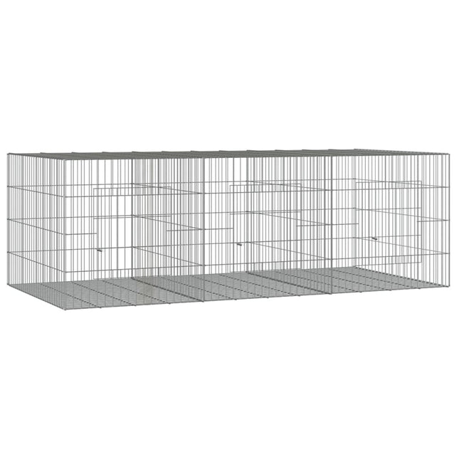 3-panels kaninbur 163x79x54 cm galvaniseret jern