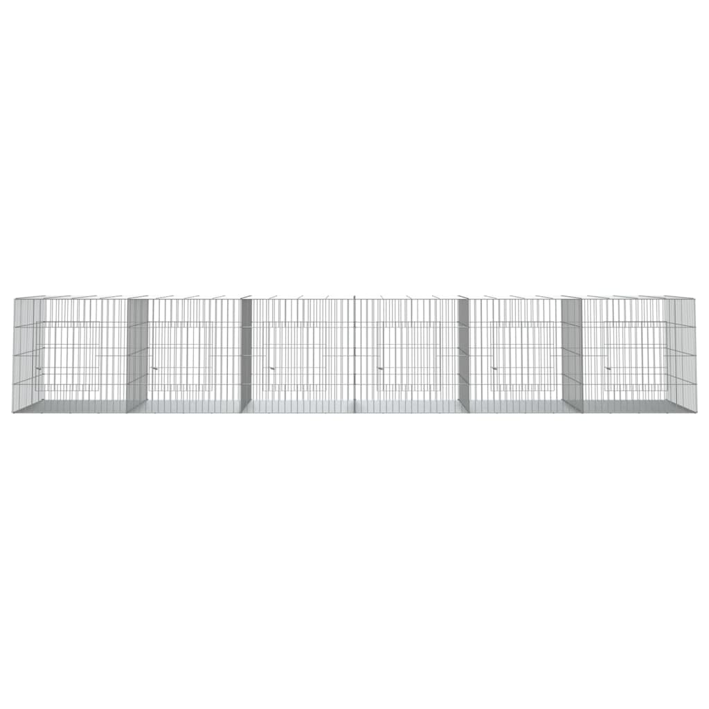 6-panels kaninbur 327x79x54 cm galvaniseret jern